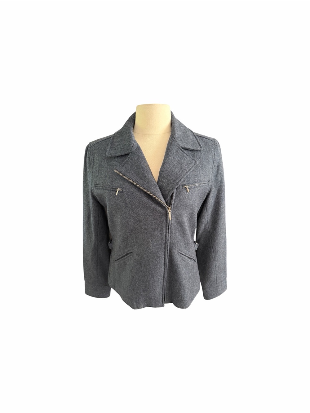 Ralph Lauren Women’s Asymmetric Zip Heather Blue Jacket